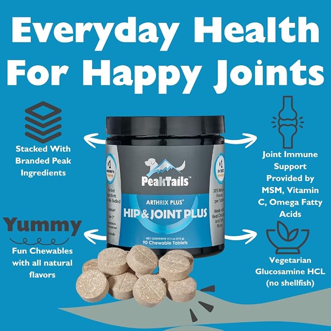 KALA HEALTH PeakTails Vet-Formulated Hip & Joint Plus for Dogs, 90 Count
