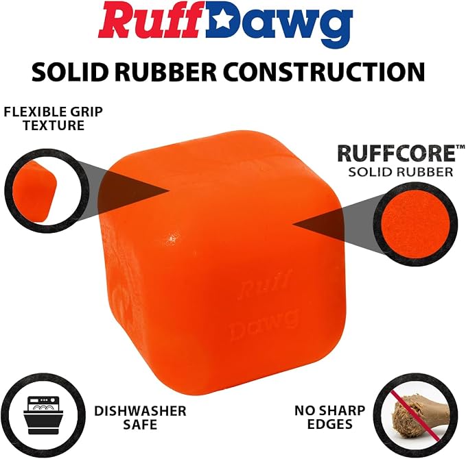Ruff Dawg Cube XL 3.5 Indestructible Dog Toy, Yellow – Heavy-Duty Rubber Fetch & Chew Toy for Aggressive Chewers – Erratic Bounce, Floats, BPA & Latex Free – Made in USA
