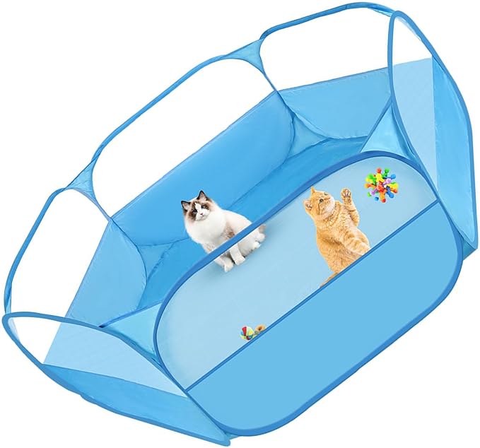 Quick Setup Small Pet Tent with Strong Cloth and Visible Net Suitable for Kittens Puppies and Ferrets Indoor Fun Indoor Outdoor Pet Pen