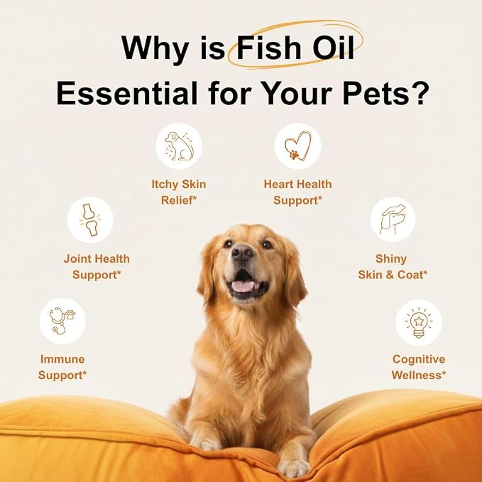 Micro Ingredients Omega-3 Fish Oil for Dogs & Cats, 16 fl oz | Supports Healthy Skin & Shiny Coats* | Liquid EPA & DHA Formula | Wild-Caught Fish Source | Easy-Pump Dispenser | Non-GMO & Pet Friendly