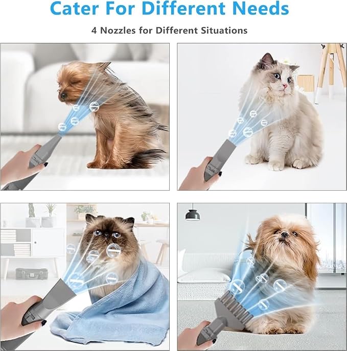 Pet Hair Dryer, 3200W Stepless Adjustable Speed Cat Dog Hair Dryer LCD Pet Grooming Vacuum Dog Grooming Blower Heater Mute