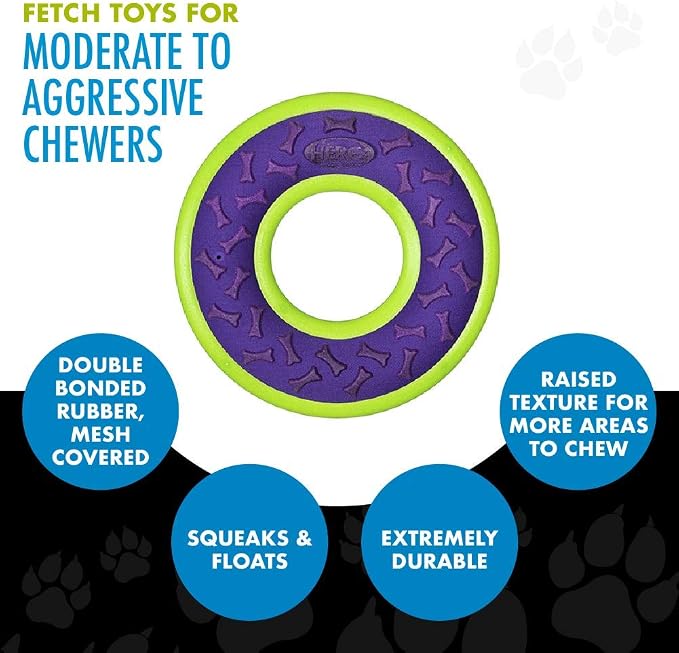 Hero Outer Armor, Fetch Ring Dog Toy, Floats & Squeaks, Blue