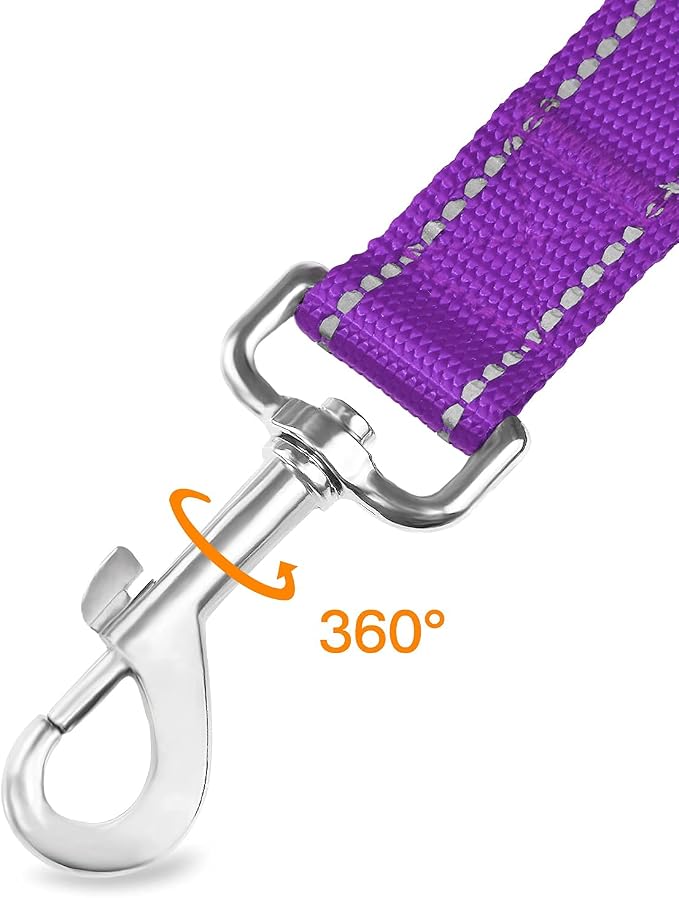 Joytale Dog Collar Bundle with 5FTx3/4 Width Double-Sided Reflective Dog Leash,5FT Nylon Dog Leashes with Nylon Dog Collar for Small Dogs,Purple