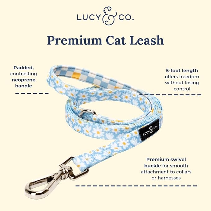 Lucy & Co. Simply Splendid Step-in Cat Harness & Leash Bundle – Reflective, Breathable & Adjustable Harness for Cats, Kittens & Small Dogs, Lightweight & Secure and Dual Leash Clips – X-Small