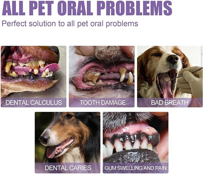 Wmool Lettuce Pets Toothbrush, Oral Repair Gel, Dog Grooming Set, Pet Breath Freshener Gel Care Cleaner for Dogs & Cats