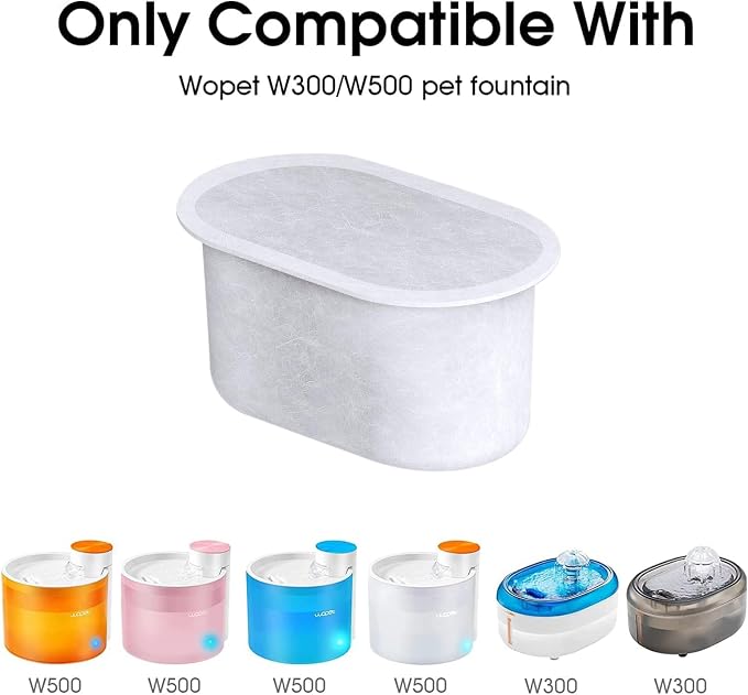 SAMANIJA10-Pack Cat Water Filters Replacement, Compatiable with WOPET W300&W300B&W500 67oz/2L and 3.5L Pet Water Fountain