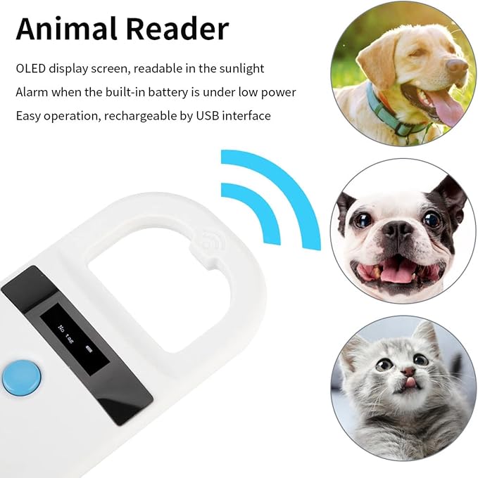 Watris Veiyi Dog Microchip Reader, Pet Microchip Scanner for Animal | with OLED Display Screen, Pet Chip ID Scanner Supports FDX-B (ISO11784/11785) and EMID Microchips