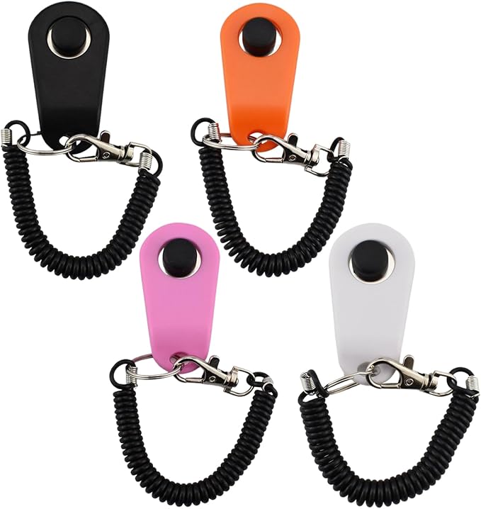 URBEST Pet Training Clicker with Wrist Strap, 4 Pcs, Webbing