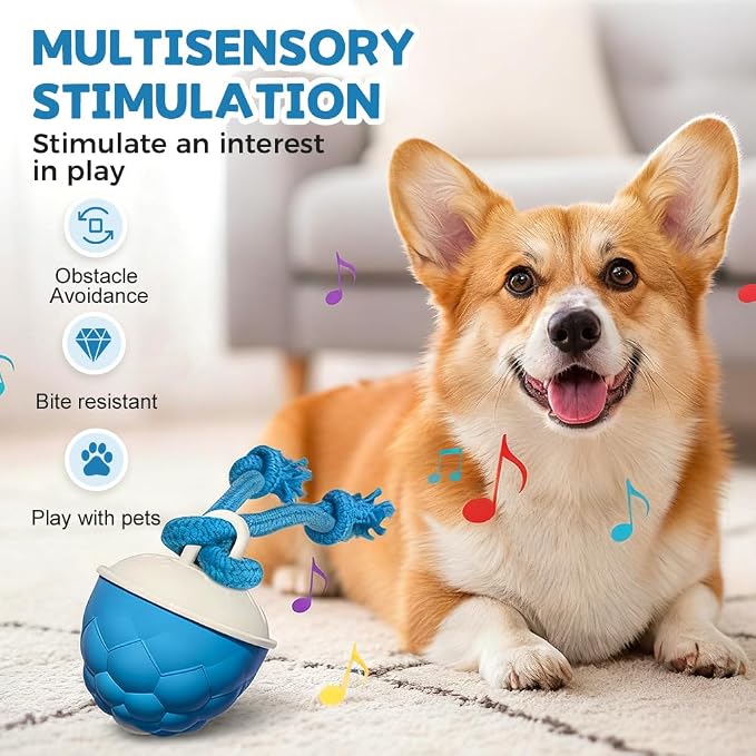 Interactive Dog Toys - 2026 Upgraded Motion Activated Automatic Rolling Ball Toys for Small/Medium/Large Dogs Balls for Boredom to Keep Them Busy with USB Rechargeable (Blue Orange)