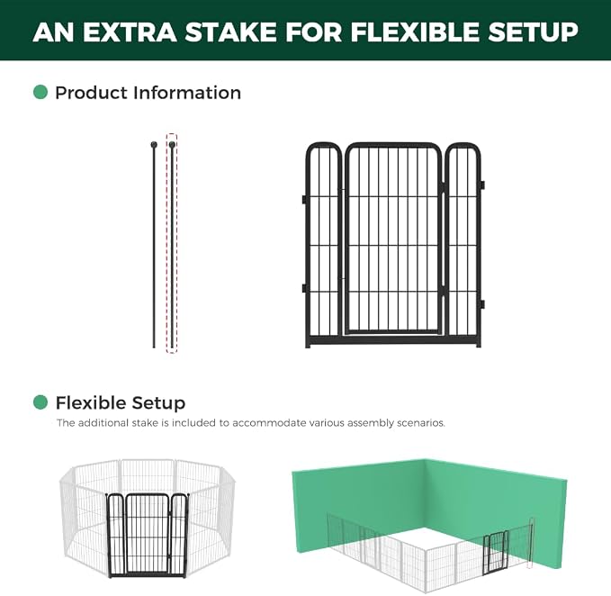 FXW Homeplus Unleashed Dog Playpen Designed for Indoor Use, 1 Add-on Gate, 32" Height for Small and Medium Dogs, Black │Patented