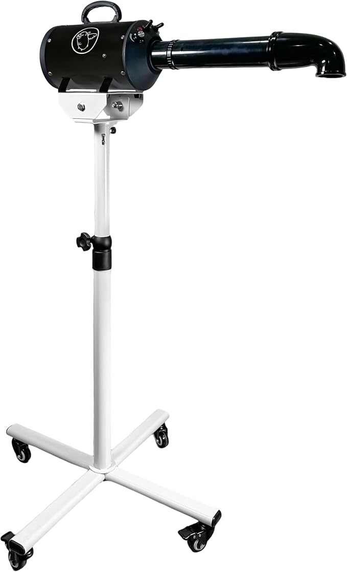 Flying Pig High Velocity Dog Pet Stand Grooming Dryer w/Variable Air Speed & Heat (Black w/White Logo)