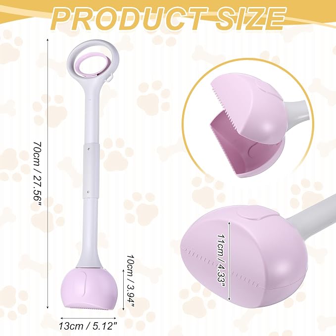Poop Scooper, 27.6" Long Handle No Touch Dog Poop Scooper Grabber Foldable Spring Pick Up Tool Shovel, (Purple), Intended for Dogs Waste in Lawns/Grass/Dirt/Gravel