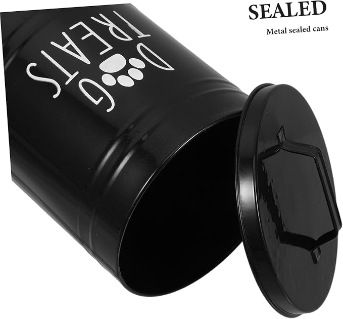 ABOOFAN 1piece Food Storage Container Airtight Pet Treat Holder Metal Grain Storage for Dogs and Puppies Space Efficient and Easy to Safe for Food and Treats