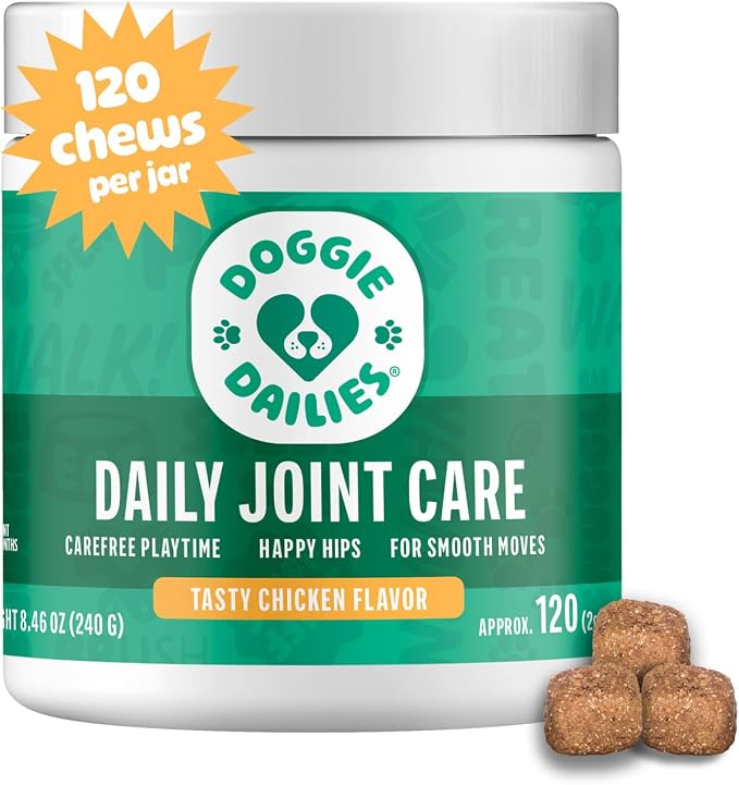 Doggie Dailies Hip & Joint Chews for Dogs, Chicken, 120 Count
