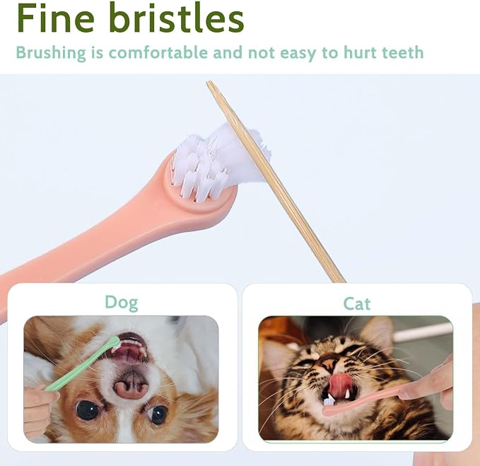 4 Pack Small Dog Toothbrush Pet Toothbrush Cat Tooth Brush Puppy Toothbrush Mini Head Soft Tooth Brush Deep Clean Kit for Puppy,Kitten,Small Dog & Cat,Portable Travel Friendly and Easy to Use