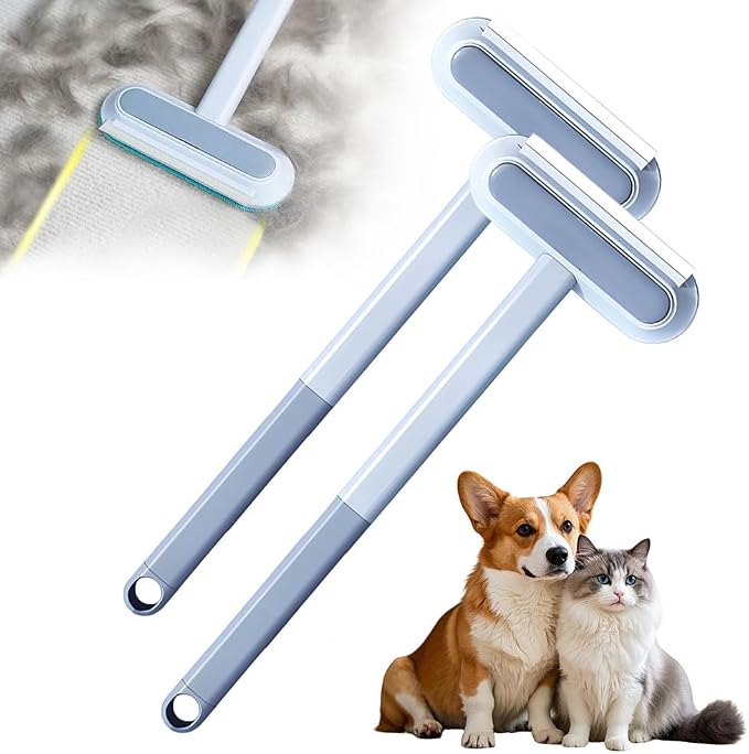 Jiexily 4 in 1 Cat and Dog Hair Removal Brush, 2025 New Multifunctional Pet Hair Remover with Extendable Long Handle, Washable Pet Hair Removal Tool for Furniture, Couch, Carpet, Clothes (2 Pcs)