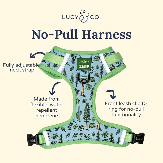Lucy & Co. x Parks Project Feel the Earth Breath No-Pull Dog Harness, Adjustable Front Clip Harness with Comfort Padding, Medium