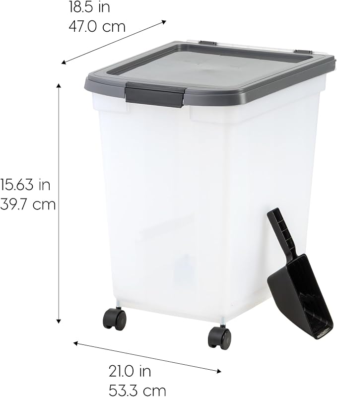 IRIS USA Dog Food Storage Container, Up to 50 lbs, Dark Gray