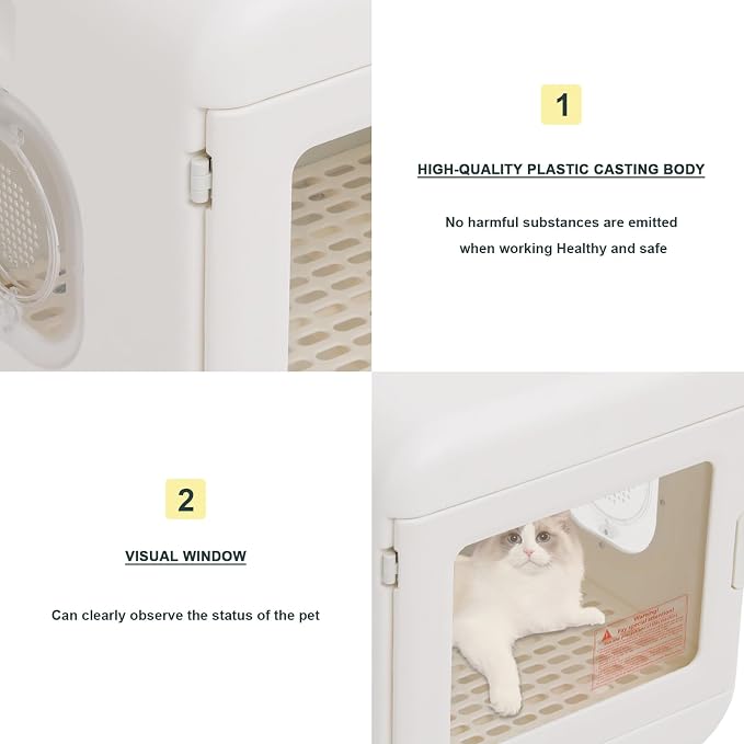 60L Pet Grooming Dryer Box Ultra Quiet Pet Hair Dryer, Fully Automatic with Smart Temperature Control, 360° Efficient Airflow, Ideal Cat and Dog Drying Box for Small Pets, White
