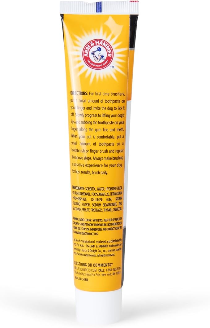 Arm & Hammer Dog Dental Care Fresh Breath Kit, Mint Flavor, 3-Pieces | Includes baking soda toothpaste and toothbrush, for plaque removal, daily dental care routine, dogs, mint