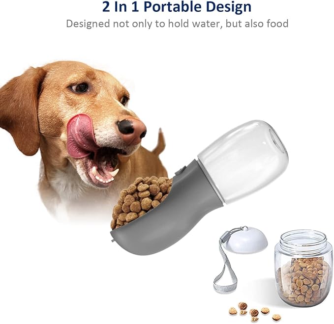 WePet Portable Dog Water Bottle with Food Container, 12oz+6oz