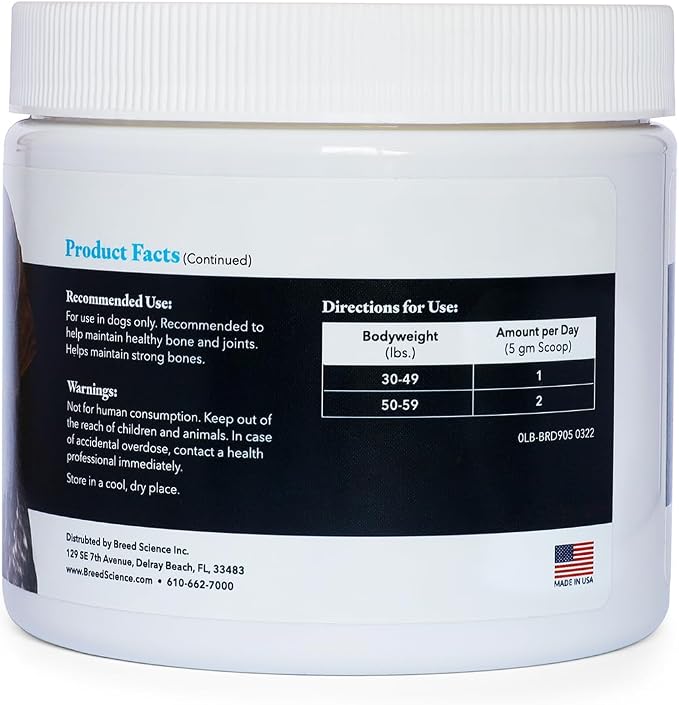 Hip and Joint Food Supplement for Dogs, Medium Breeds- Glucosamine and Chondroitin Powder with Green Lipped Mussel - Pain, Inflammation Relief with Vitamins - Senior Health Supplies for Arthritis