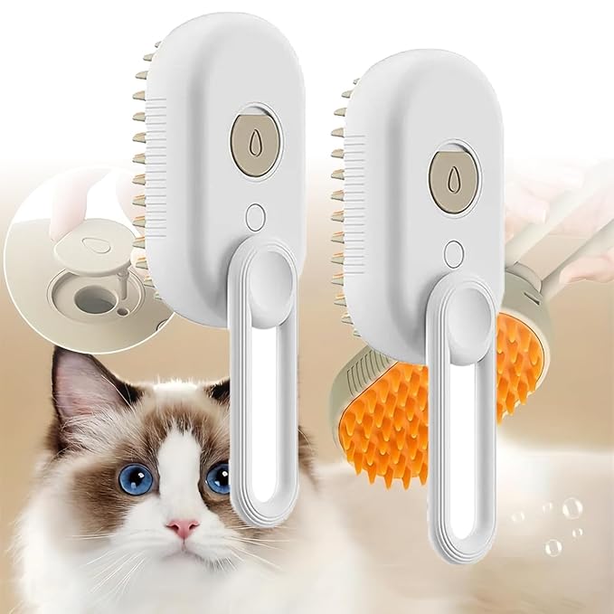 Cloud Care Cat Brush, Cloud Care Brush, Celery Pets Steam Brush, 3 in 1 Water Dog Brush with Handle, 3 in 1 Multifunctional Silicone Massager Brushes-White