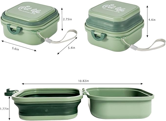 Collapsible Dog Water Bowl, 2-in-1 with Lid