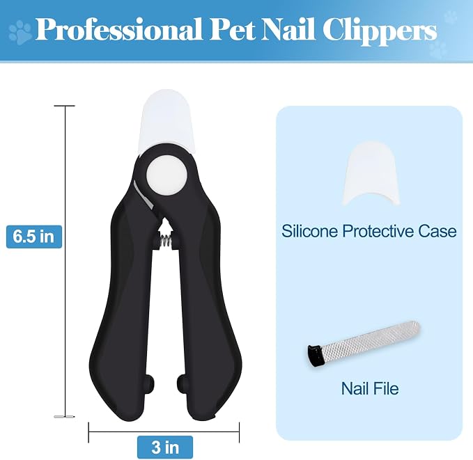 Swihauk Heavy Duty Dog Nail Clippers with Nail File, Black