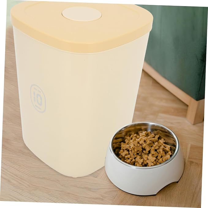 Toddmomy Vacuum Sealed Food Storage Container Large Capacity Airtight Cat and Dog Food Bucket, Large, Yellow