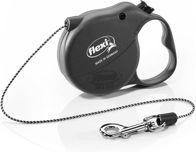 Flexi Basic Standard Cord Black Mini Extra Small 3m Retractable Dog Leash/Lead for Dogs up to 8kgs/18lbs