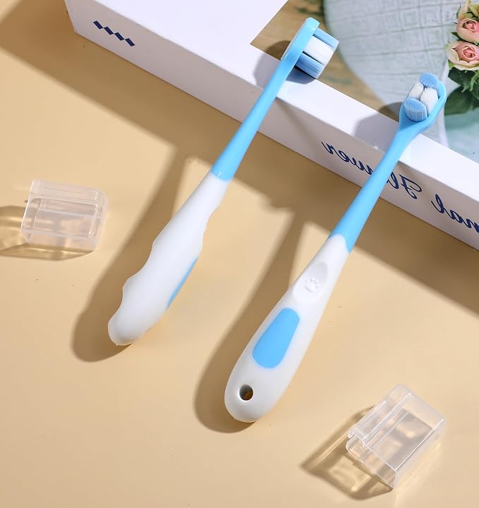 2 Pcs Dog Toothbrush, Ultra Soft Cat Toothbrush for Cats & Small Dogs, Mini Head for Puppy & Kitten, Gentle Dental Cleaning, Blue