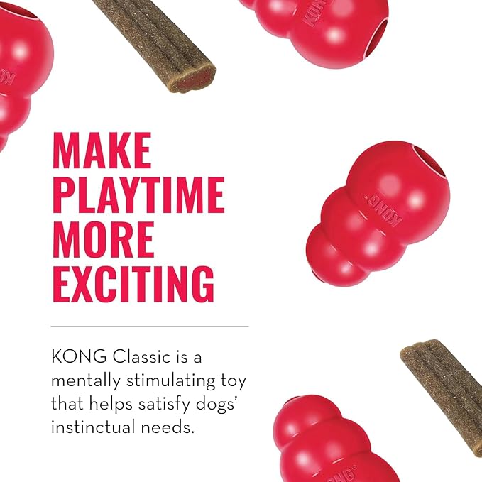 KONG Classic Toy and Enhanced Ziggies Treats Combo, for Small Dogs | Durable Stuffable Classic Toy Paired with Enhanced Ziggies Treats for Fun, Enrichment & Dental Health