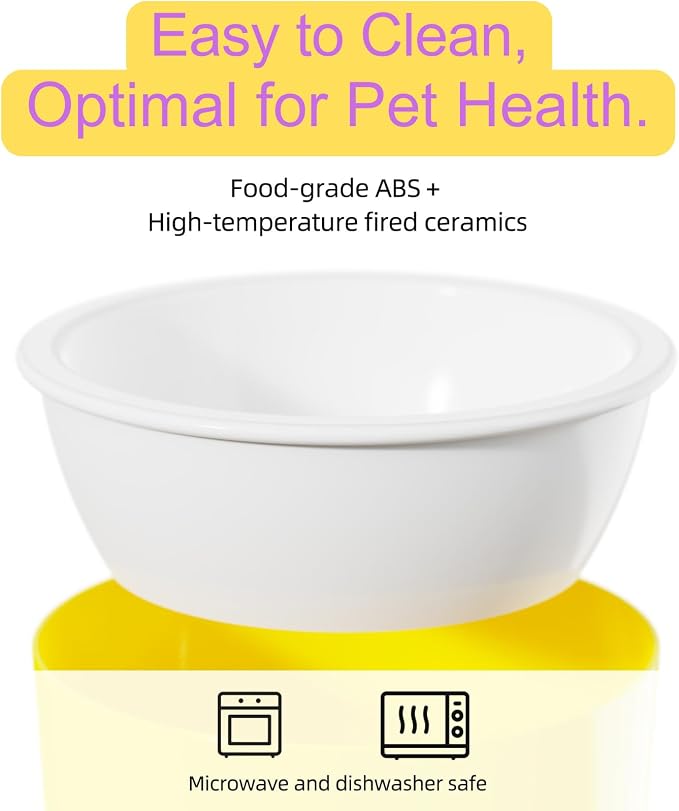 Elevated Raised Cat Pet Bowls - 15°Tilted 3 Heights Adjustable Indoor Cats Food Dish Stand, Cute Pet Water Feeder Ceramic Bowl, Neck Whisker Friendly & Anti-Vomiting Non Slip Kitten Puppy Supplies
