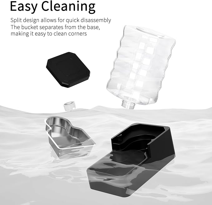 RIZZARI Stainless Steel Dog Dispenser: 8L Large Capacity Gravity Waterer - Clear Tank Water Level View -No Mess Keeps Floors Dry- No Power Needed - for Medium Dogs - Kitchen Corner/Crate Area