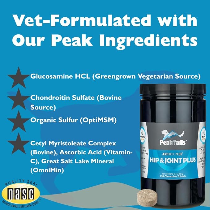 KALA HEALTH PeakTails Vet-Formulated Hip & Joint Plus for Dogs, 150 Count