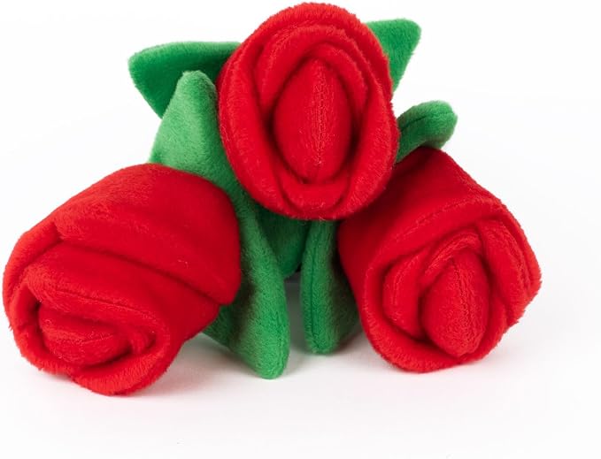 ZippyPaws Burrow, Valentine's Day Bouquet of Red Roses - Interactive Dog Toys for Boredom - Hide and Seek Dog Toys, Colorful Squeaky Dog Toys for Small & Medium Dogs, Plush Dog Puzzles