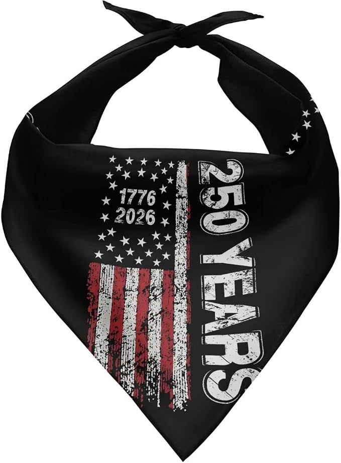 Jeiento US Flag 250 Years Anniversary Dog Bandana Washable Pink Puppy Bibs Scarf Adjustable, Polyester, Pink