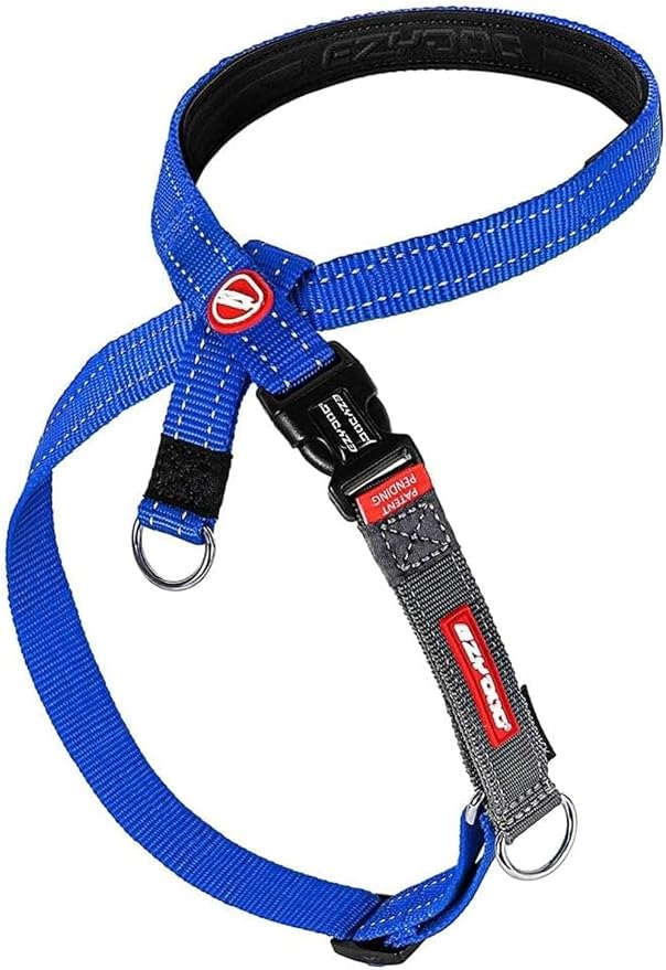 EzyDog Crosscheck, No Pull Side Martingale Training Dog Harness - XL, Blue | Escape Proof Harness for Dogs, Firmer Fit with Pulling, Silicone Neck Liner, Adjustable Fit for All Breeds, Dual D-rings