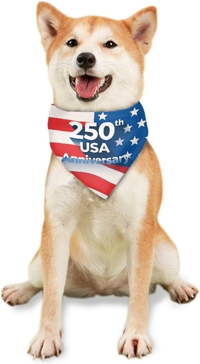 Jeiento 250th USA Anniversary Dog Bandana American Flag Dogs Bandana for Pet Puppy Kitten, One Size