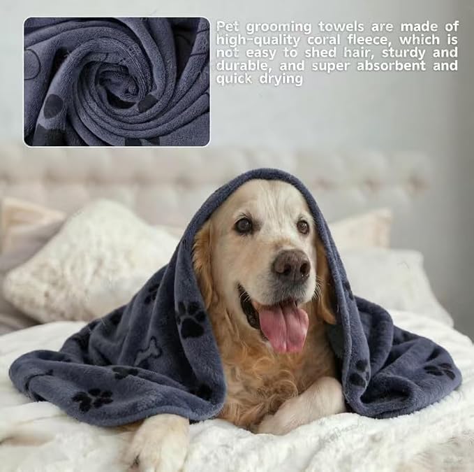 3PCS Dog Bath Supplies,Dog Bath Brush | Dog Washing Gloves | Dog Towel 40'' X 23.6'',Super Absorbent and Soft Pet Grooming Towel, Perfect Shower & Grooming Supplies for Dogs (A-3 Kits)