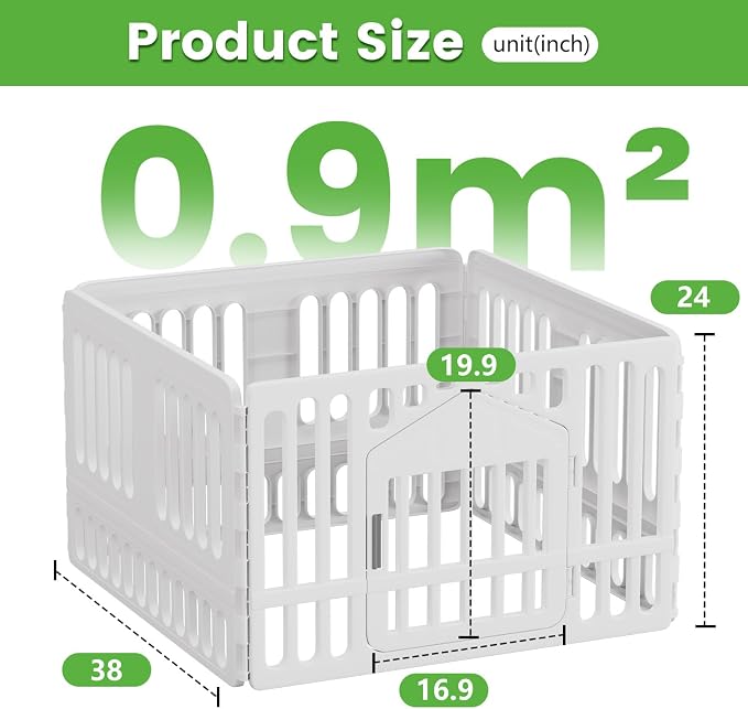 BestPet 24 Inch Dog Playpen, 4-Panel Plastic Pet Playpen with Door, Indoor Puppy Exercise Pen, Large Space Dog Fence for Small Medium Dogs, No Assembly Required, White