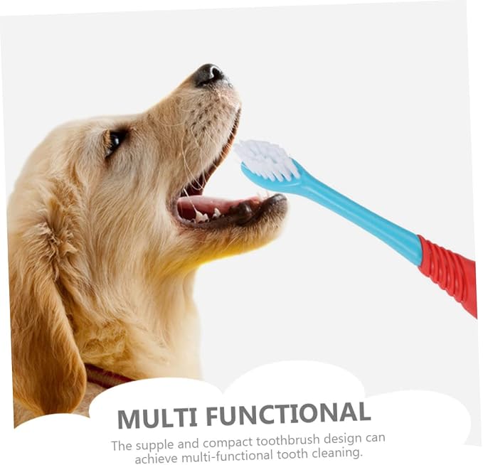 FRCOLOR 8pcs Double-Head Dog Toothbrush Pet Hair Cleaner Brush Soft-bristles Puppy Toothbrush