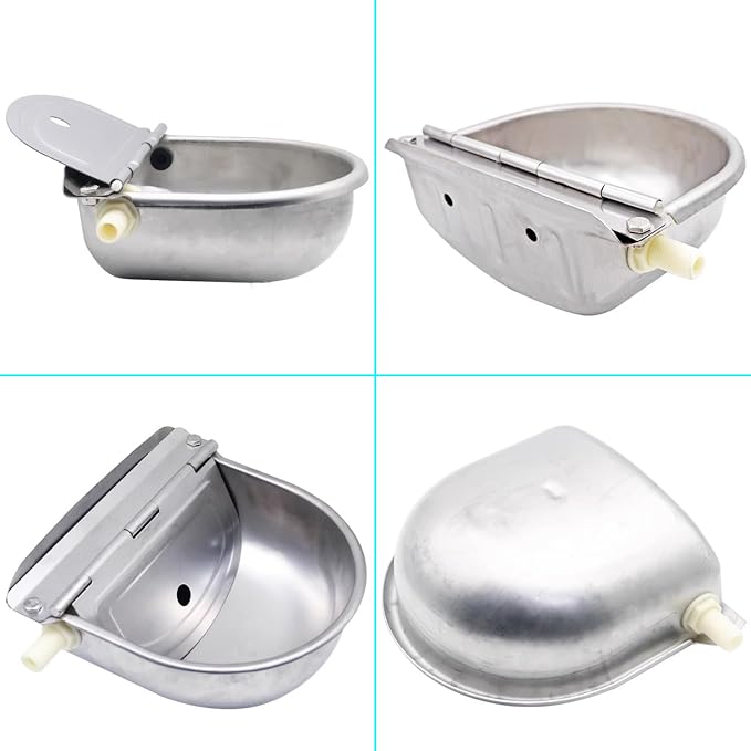 Automatic Animal Water Bowl with Float Valve, 304 Stainless Steel Livestock Water Dispenser for Dog Horse Goat Pig Cow Livestock Water Bowl Kit Includes Bowl, Pipe, 2 Valves, Quick Connector Adapter