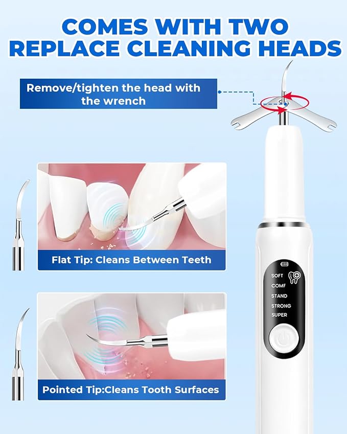 Ultrasonic Dog Tooth Cleaner, Plaque & Tartar Remover for Dogs | 5 Cleaning Modes, 2 Replaceable Heads, Built-in LED Light, Easy One-Button Operation, Suitable for Dogs & Cats