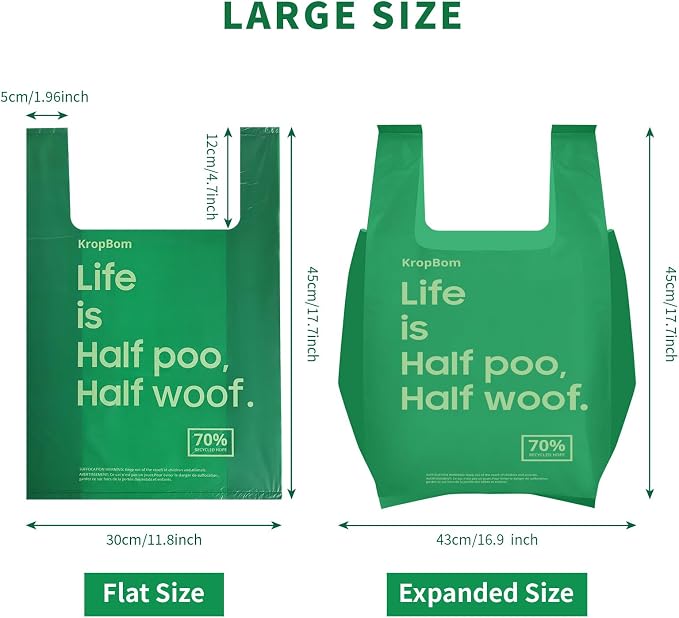 60 Count Extra Large Dog Poop Bags for A&H Swivel Bin Pooper Scooper, Pet Waste Bags with Handle for Dog Poop Cat Litter, Heavy Duty Leakproof Unscented (Only Dog Poop Bags)