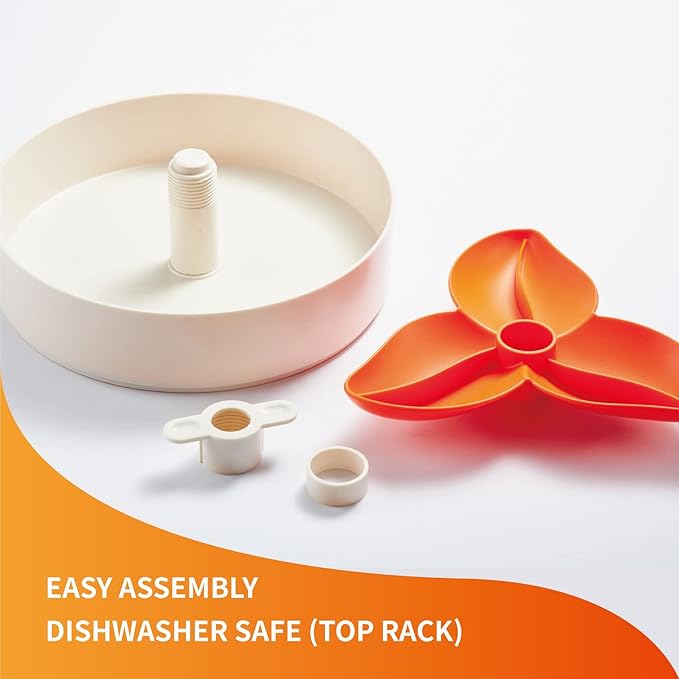 PetDreamHouse Spin Interactive Slow Feeder Bowl for Dogs - Bougainvillea Orange - Skill Level: Easy - Fun and Healthy Feeding with Movable, Adjustable Center Puzzle Piece for All Dogs and Food Types