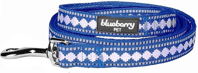 Blueberry Pet 3M Reflective Jacquard Dog Leash with Soft & Comfortable Handle, 5 ft x 5/8", Palace Blue, Small, Leashes for Dogs