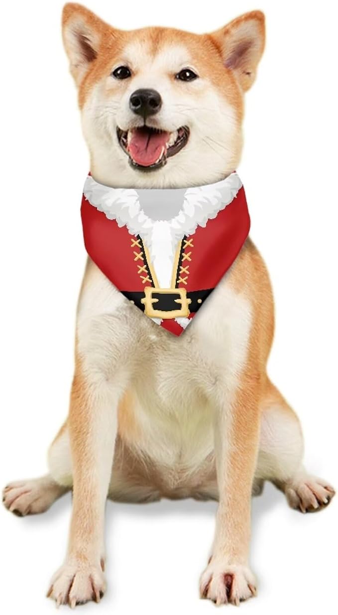 Jeiento Christmas Theme Dog Bandanas Christmas Birthday Scarf Adjustable Large Pet Washable Bib Triangle, Large, Polyester, Christmas Theme
