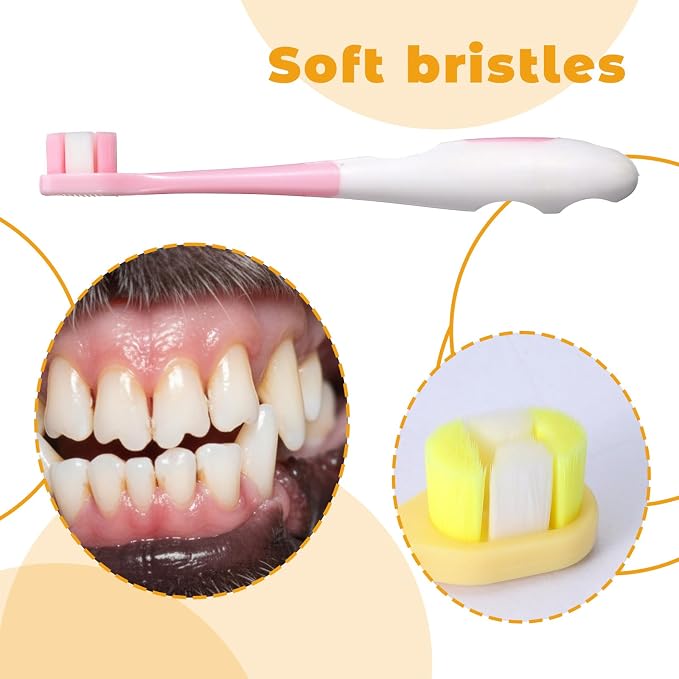 3 PCS Ultra Soft Puppy Toothbrush, Small Dog Toothbrush Mini Brush Head Cat & Pet Toothbrushes, Gentle Cat Tooth Brush Deep Teeth Cleaning, Dog Tooth Brushing Kit for Kitten and Tiny to Medium Pet